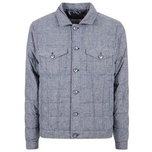 Herno Textured Quilted Blue Coat With Button-Up Front - NWT